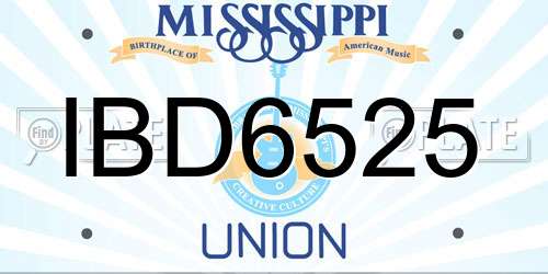 IBD6525 Mississippi License Plate