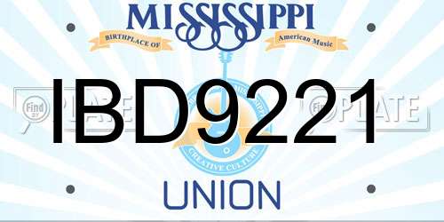 IBD9221 Mississippi License Plate