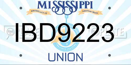 IBD9223 Mississippi License Plate