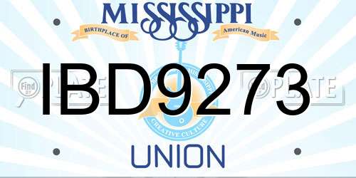 IBD9273 Mississippi License Plate