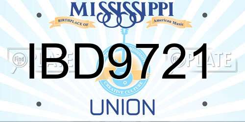 IBD9721 Mississippi License Plate