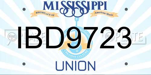IBD9723 Mississippi License Plate