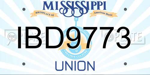 IBD9773 Mississippi License Plate