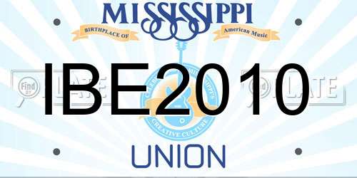 IBE2010 Mississippi License Plate