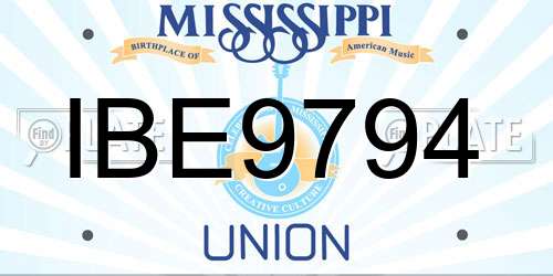 IBE9794 Mississippi License Plate