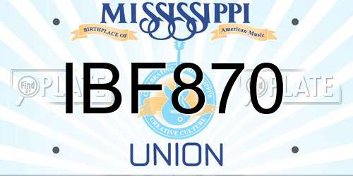 IBF870 Mississippi License Plate