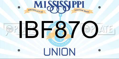 IBF87O Mississippi License Plate