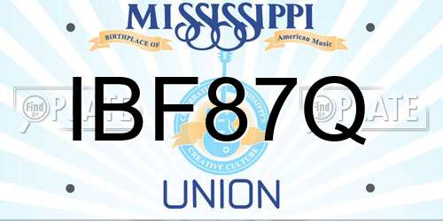 IBF87Q Mississippi License Plate
