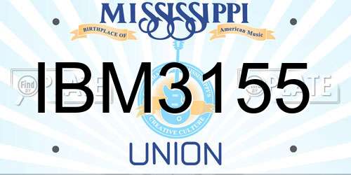 IBM3155 Mississippi License Plate