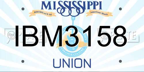 IBM3158 Mississippi License Plate