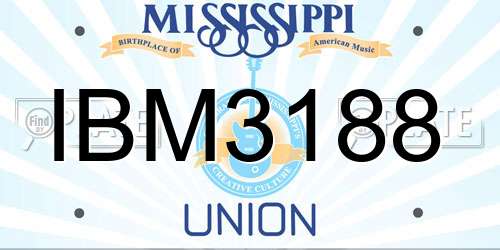 IBM3188 Mississippi License Plate