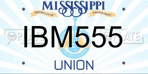 IBM555 Mississippi License Plate