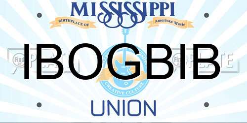 IBOGBIB Mississippi License Plate