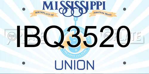 IBQ3520 Mississippi License Plate