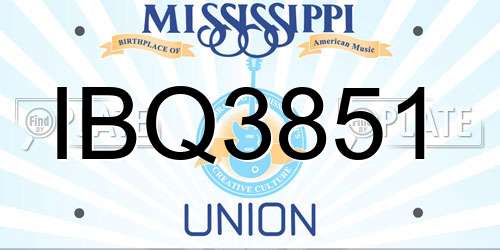 IBQ3851 Mississippi License Plate