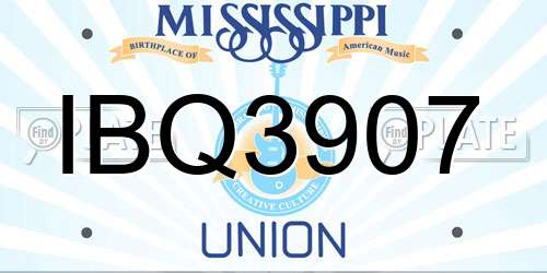 IBQ3907 Mississippi License Plate