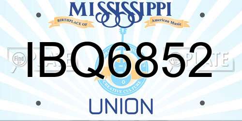 IBQ6852 Mississippi License Plate