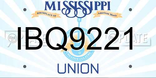 IBQ9221 Mississippi License Plate