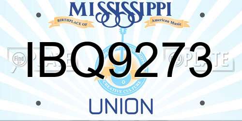 IBQ9273 Mississippi License Plate