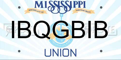 IBQGBIB Mississippi License Plate