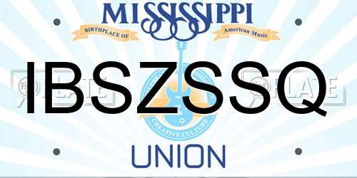 IBSZSSQ Mississippi License Plate