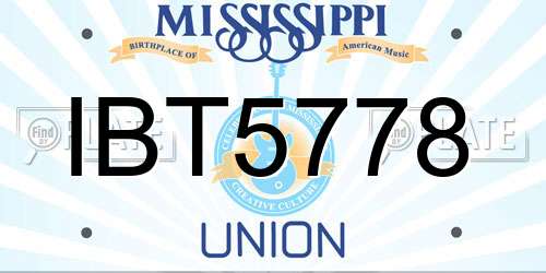 IBT5778 Mississippi License Plate