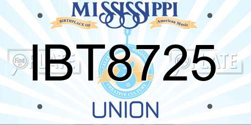 IBT8725 Mississippi License Plate