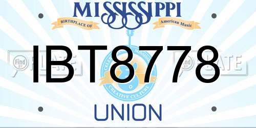 IBT8778 Mississippi License Plate