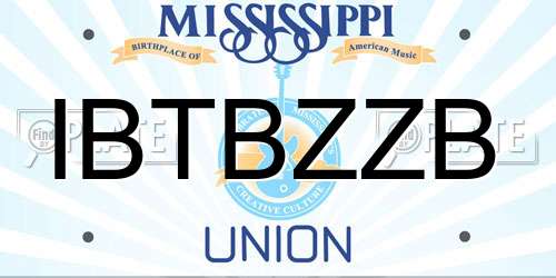 IBTBZZB Mississippi License Plate
