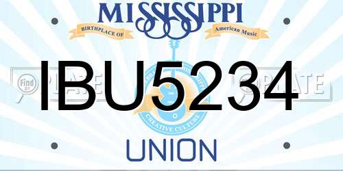 IBU5234 Mississippi License Plate