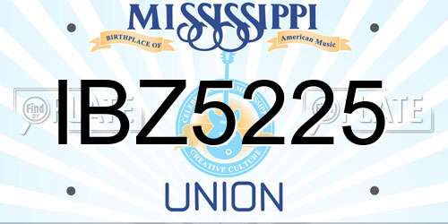 IBZ5225 Mississippi License Plate