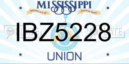 IBZ5228 Mississippi License Plate