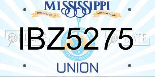 IBZ5275 Mississippi License Plate