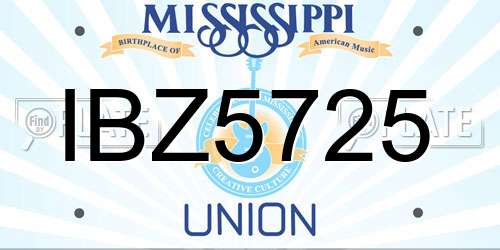 IBZ5725 Mississippi License Plate