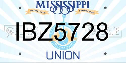 IBZ5728 Mississippi License Plate