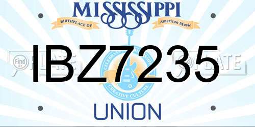 IBZ7235 Mississippi License Plate