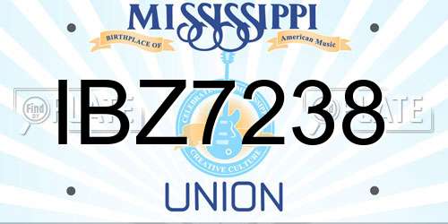 IBZ7238 Mississippi License Plate