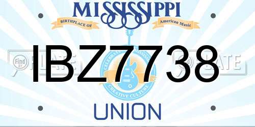 IBZ7738 Mississippi License Plate