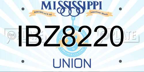IBZ8220 Mississippi License Plate