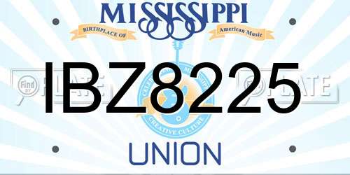 IBZ8225 Mississippi License Plate