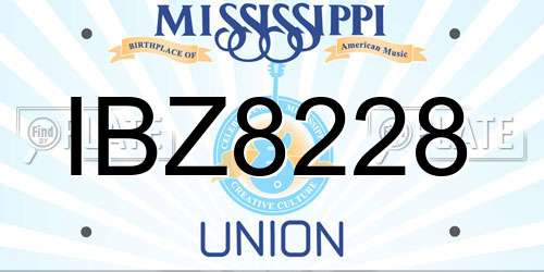IBZ8228 Mississippi License Plate