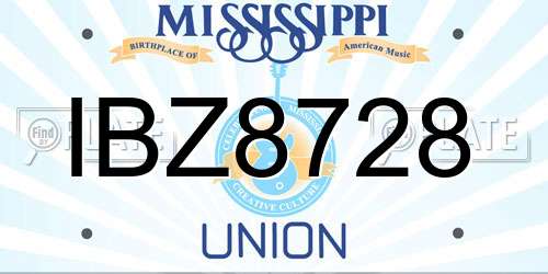IBZ8728 Mississippi License Plate