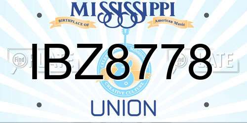 IBZ8778 Mississippi License Plate