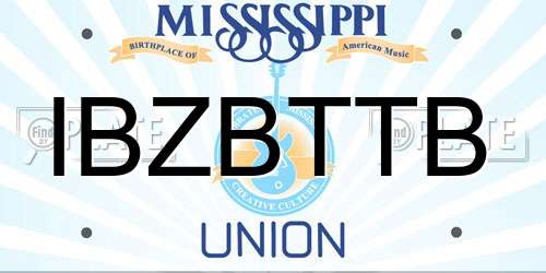 IBZBTTB Mississippi License Plate
