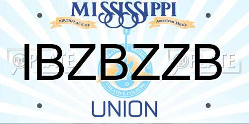 IBZBZZB Mississippi License Plate