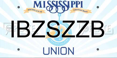 IBZSZZB Mississippi License Plate