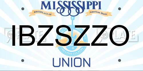 IBZSZZO Mississippi License Plate