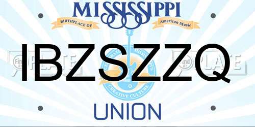 IBZSZZQ Mississippi License Plate
