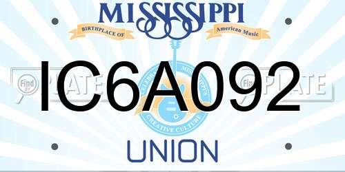 IC6A092 Mississippi License Plate