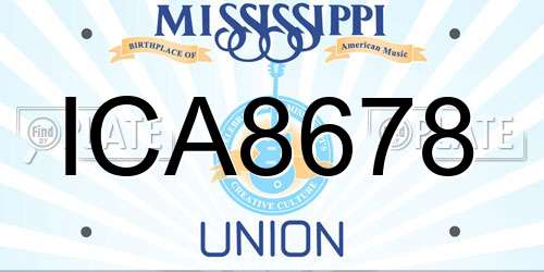 ICA8678 Mississippi License Plate